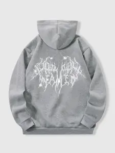 Unisex's Graphic Print Zip Up Hooded Pajama Sweatshirt, Casual Long Sleeve Pajama Hoodie for Spring & Fall, Loose Sleepwear for Women & Men