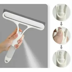 Three-In-One Multi-Functional Spray Cleaning Brush, Sprays, Scrapes, Brushes, Ideal for Bathroom Mirrors, Glass, Tiles, Car Windows