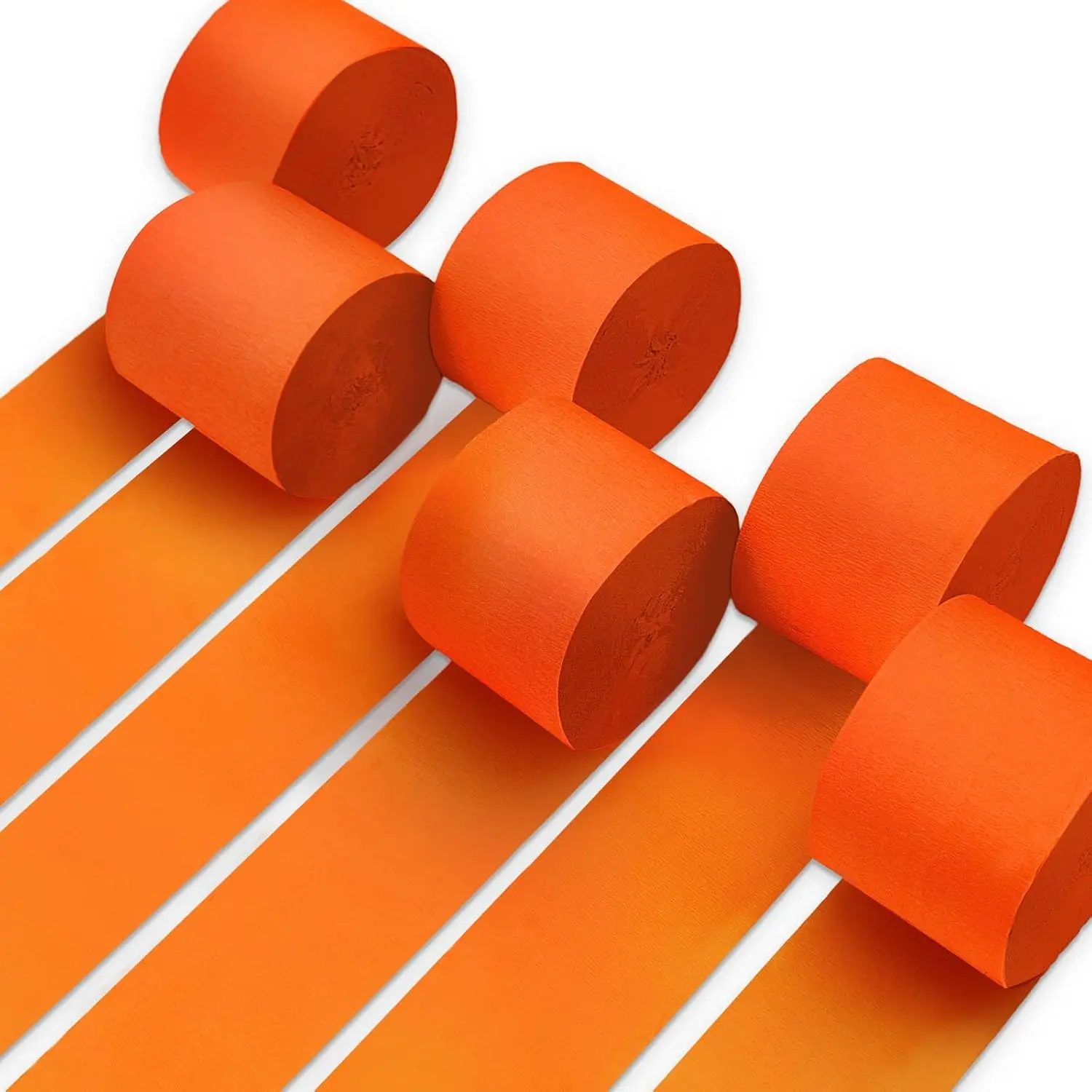 PartyWoo Orange Crepe Paper Streamers 6pcs 492 FT Orange Streamers | Thanksgiving Halloween Little Cutie Baby Shower Anniversary Autumn Luau Birthday Graduation Party Decorations