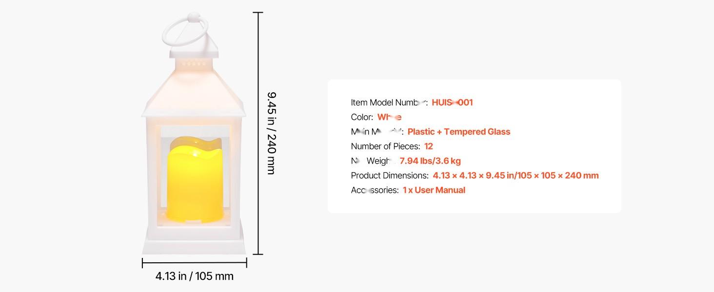 12 Pack Decorative Lanterns with LED Flameless Candles, Plastic Frame and Glass Panels, Wall Hanging Indoor Porch Lanterns for Wedding Tables and Party Decor, Farmhouse Style White 12 Pack Decorative Lanterns with LED Flameless Candles, Plastic Frame and Glass Panels, Wall Hanging Indoor Porch Lanterns for Wedding Tables and Party Decor, Farmhouse Style White