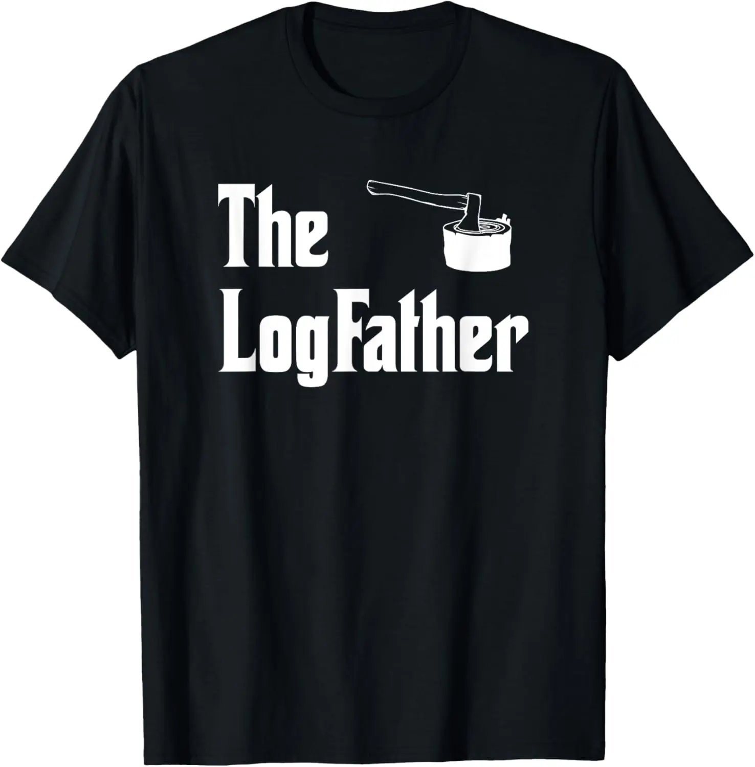The Log Father Graphic T-Shirt for Men, Vintage 100% Cotton Crew Neck Top, Casual Short Sleeve Streetwear for a Funny Lumberjack Gift