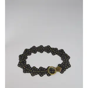 Golden Edge Grommet Medallion Belt