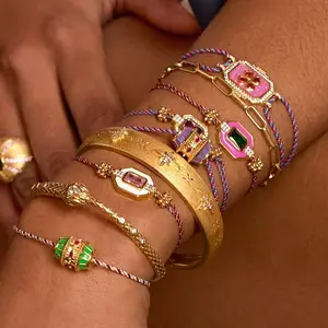 Vintage niche design new tarot four-leaf clover bohemian style inlaid zircon bracelet jewelry Valentine's Day gift