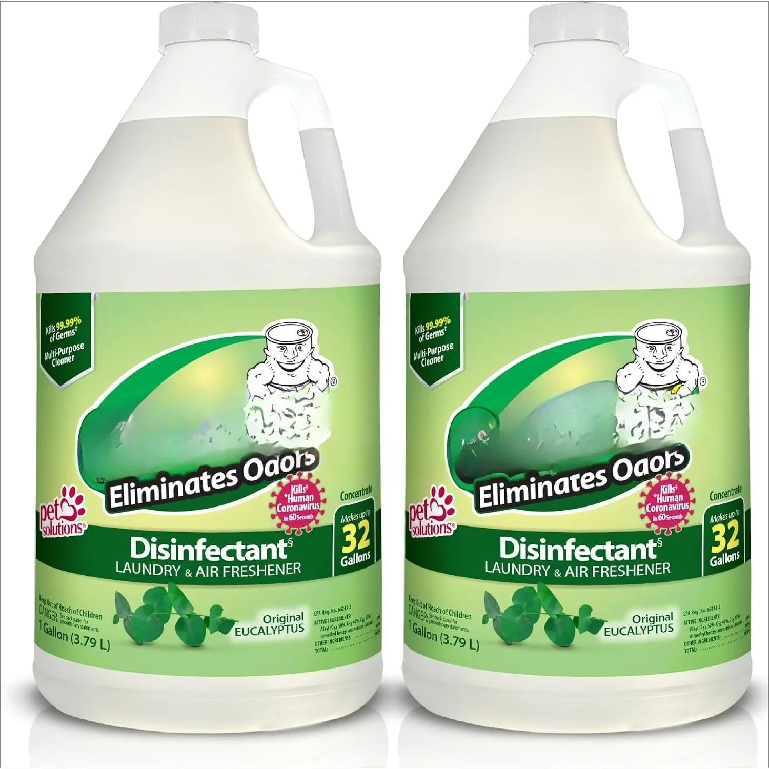 Disinfectant Concentrate and Odor Eliminator, Made in the USA, Original Eucalyptus Scent, 2 Gallons