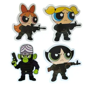 Tactical Power Puff Girl Vinyl Sticker Pack - 4 Unique Character Stickers for Decor & Fun