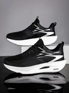 Unisex Fashion Lightweight Sports Running Shoes, Colorblock Breathable Upper with Lightning Bolt Design, Comfortable Cushioned Sole, Breathable Running Sneakers