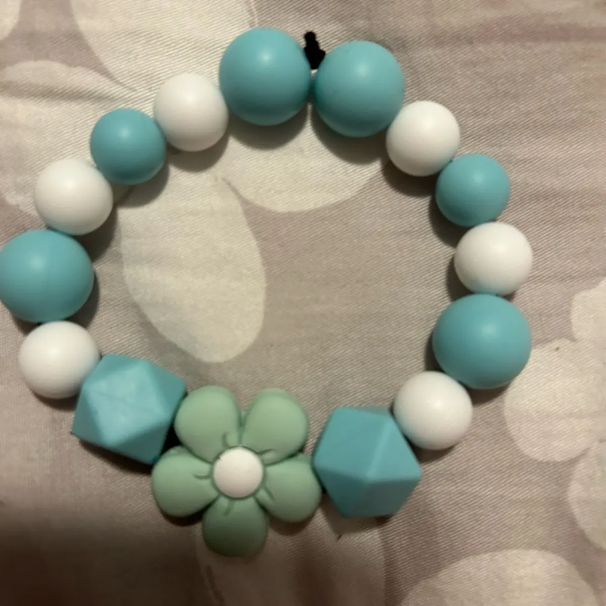 Teal flower key chain