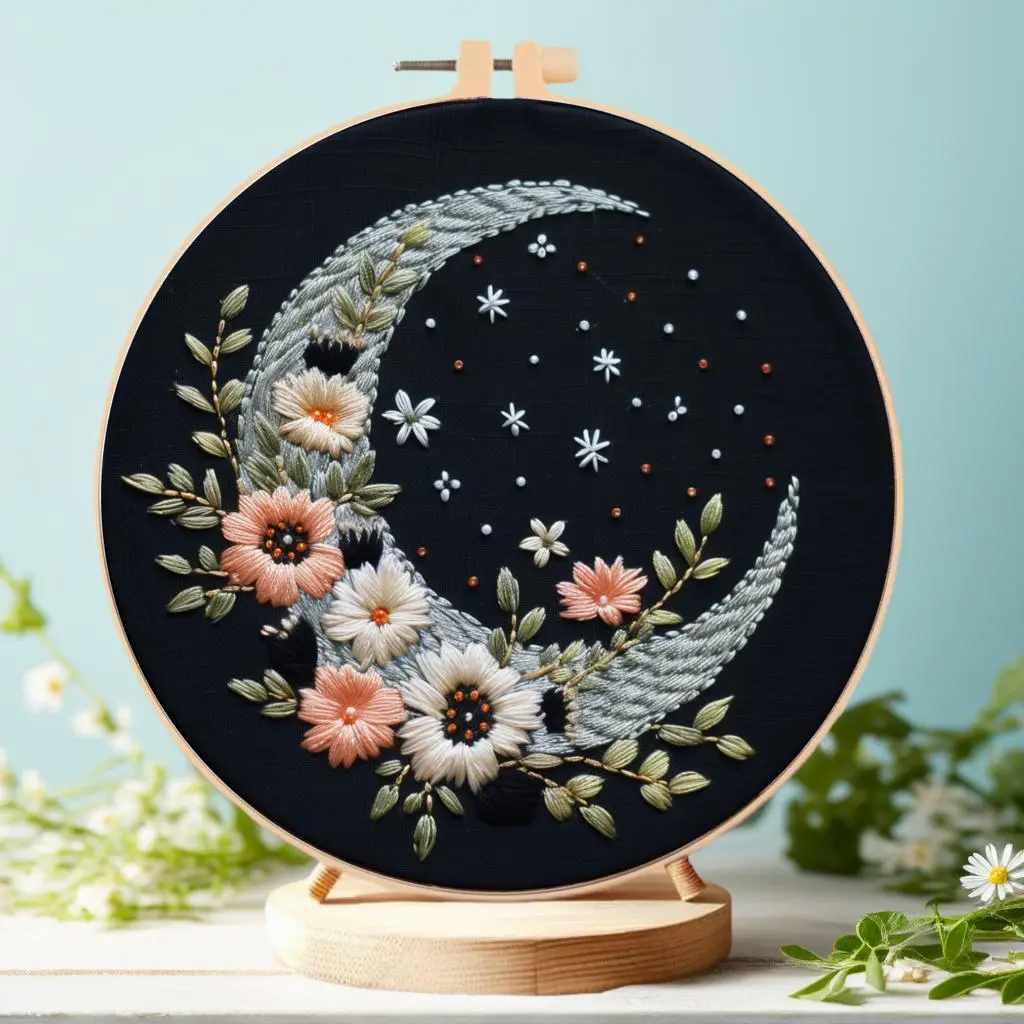 Bee & Flower Pattern Hand Embroidery Kit, 1 Set DIY Embroidery Kit with English Teaching Paper, Cross Stitch Kit for Beginners, DIY Embroidery Supplies, Handicraft, Crafts, Embroidery Design