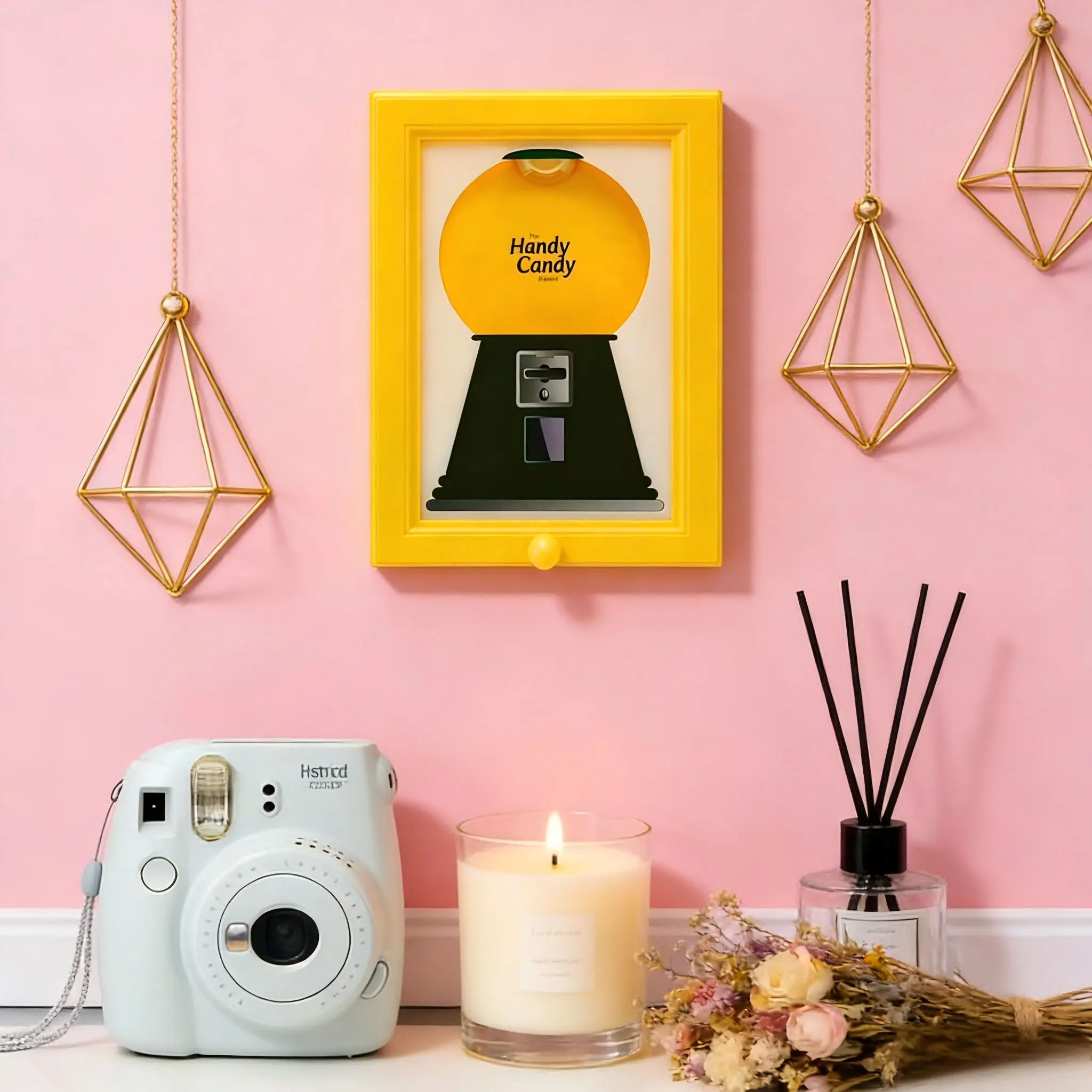 Decorative Rectangular Hanging Wall-Mounted Candy Frame Organiser - Food-Grade Acrylic Snack Dispenser Picture Holder, No-Drill, Holds 100+ Candies for Dorm, Kitchen Home Decor