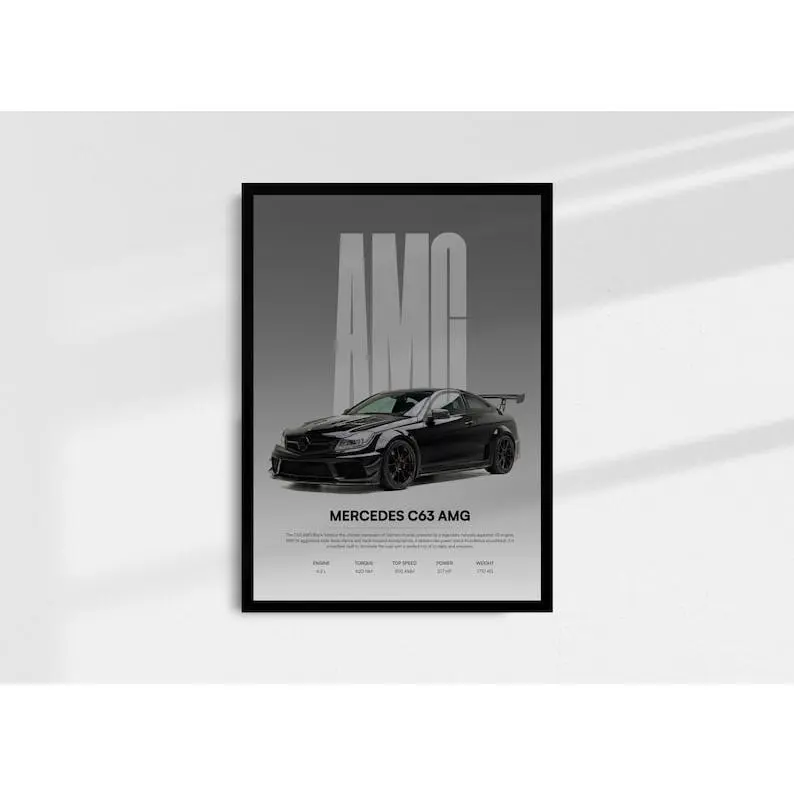 Mercedes Poster – Automotive Wall Art, C63 Car Lover Gift, Car Enthusiast Decor, Product without frame