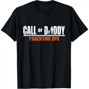 Call of Daddy Parenting Ops Father's Day T-Shirt Pure Cotton Graphic Tees Menswear Top: Gifts for Men & Women