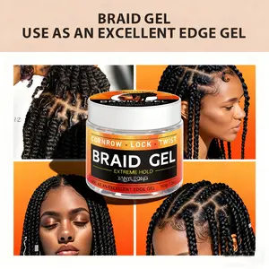 2 Bottles × 100g Braid Styling Gel, Braiding Gel, Designed for Braids and Curly Hair, Aids in Managing Temple Hair, Refreshing and Non-Sticky Texture, Long-Lasting, Firm Hold Styling Effect, Maintains Neat Braids and Curly Hair