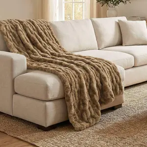 Regal Living Soft Plush Faux Fur Fuzzy Throw, Latte, 50" x 60"
