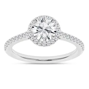 Women's 14-Karat Round Cut Labgrown Diamond Engagement Ring - 1.04ct Central Single Stone, G/H Color, VS1 Clarity, Size 7, 14kt Gold Rings, Central Diamond Rings