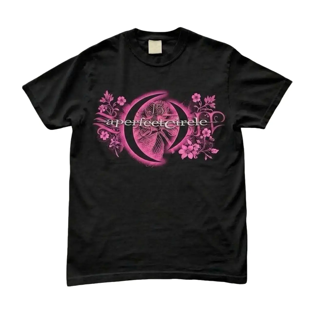 A Perfect Circle Pink Graphic T-Shirt, Black Unisex Cotton Tee, Vintage Alternative Rock Band Shirt, Retro Y2K Music Graphic T-Shirt, Rock Fan Gift