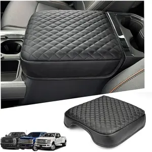 Center Console Armrest Cover Compatible with 2023-2026 Ford F250 F350 F450 F550 Super Duty Accessories, PU Leather Armrest Cover Protector Only Fit Bucket Seat (All-Inclusive Plaid Texture)
