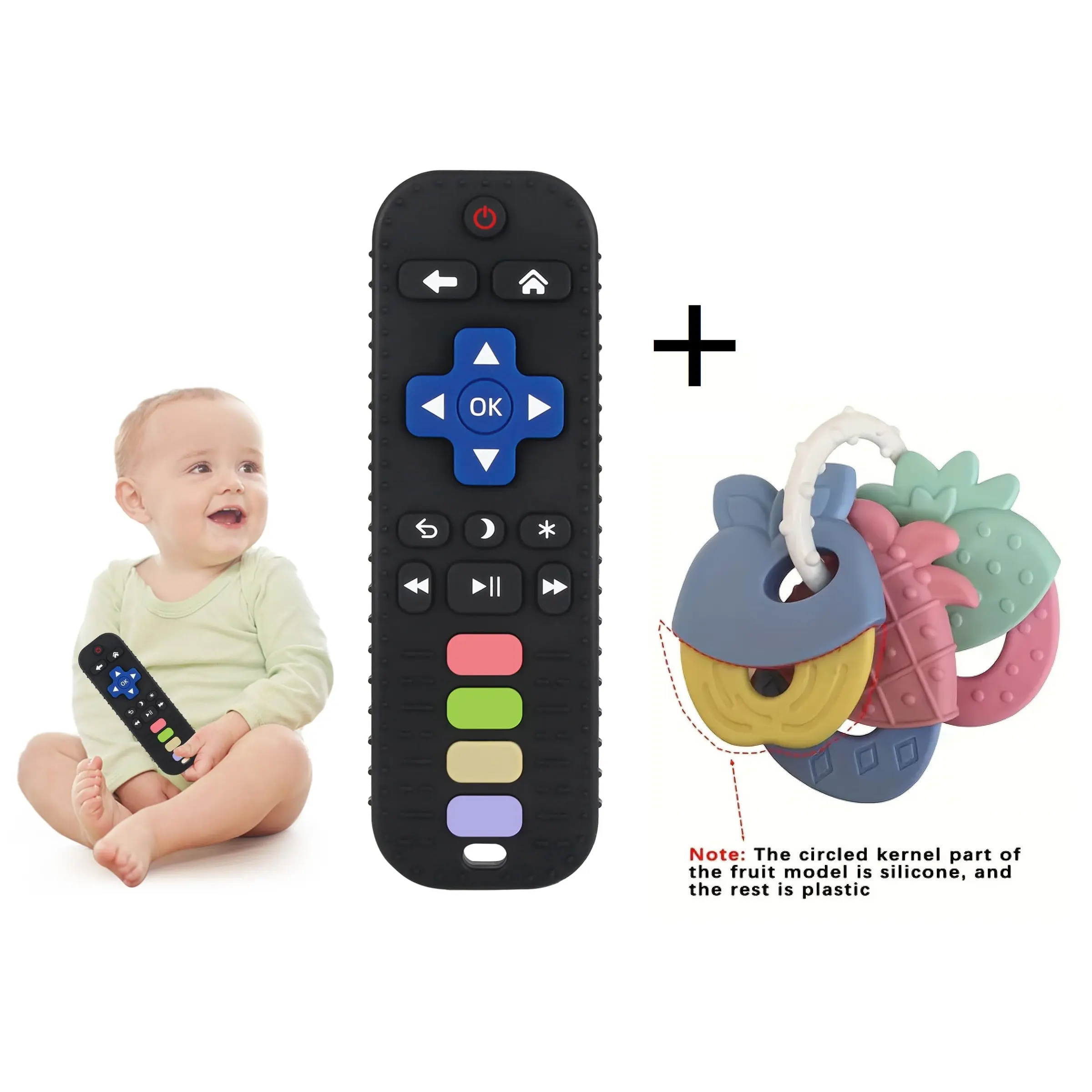 Funny Fruit-Shaped Remote Control Teething Toy, Baby-Safe Chew Toy for Infant Tactile Development & Teething Relief, Baby Shower Gift