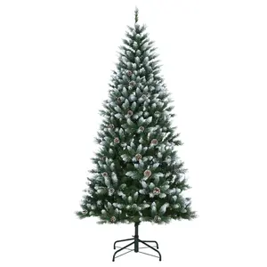 Gaomon 9FT Modern PVC Pre-Lit Christmas Tree - Indoor Holiday Decoration with 200 LED Lights, 500 Realistic Branch Tips, Easy-Assembly Metal Stand, Ornaments Compatible