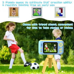 Kids Digital Camera - Rechargeable 1080P HD Video Camcorder with Tripod, Cable, MMC Card, Screen, Lens, Games - Educational Birthday Gift for 3-12 Year Olds