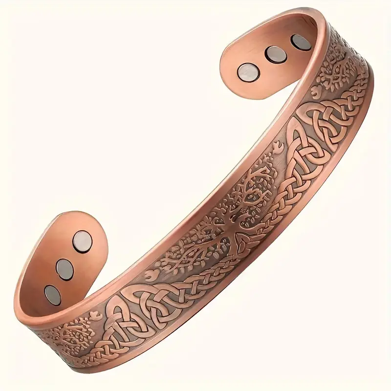 Tree of Life Copper Bracelet, Elegant Magnetic Bangle with Adjustable Slider for Unisex, Exquisite Fashion Jewelry, Adjustable Slider Bracelets, Exquisite Bracelet