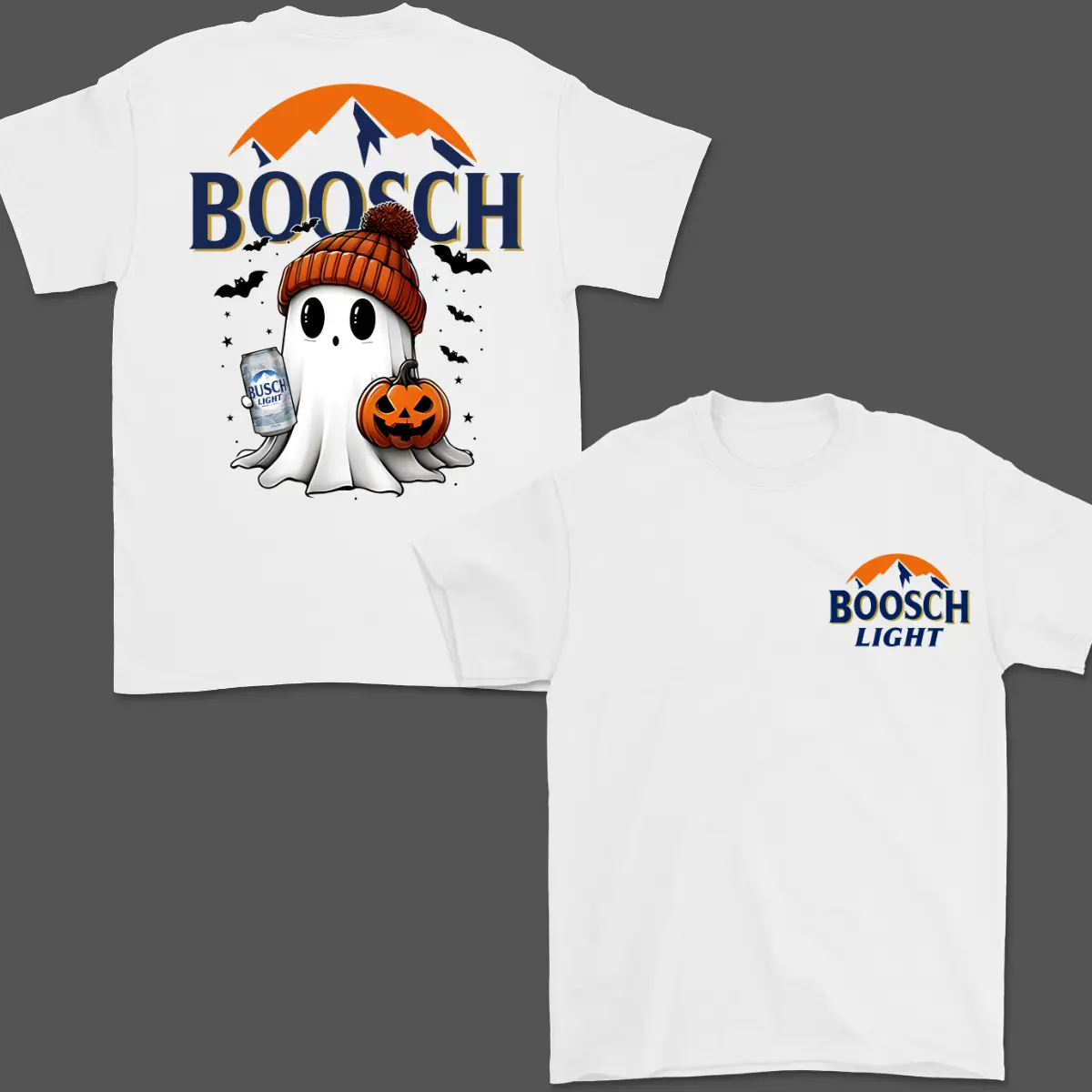 Boosch Light Halloween T-Shirt, Cute Boo Ghost Pumpkin Graphic Apparel, Vintage Boozy Ghost Cotton Top, Busch Light Halloween Shirt