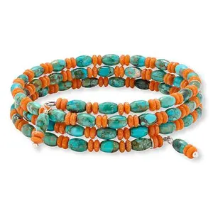 Mine Finds by Jay King Turquoise and Orange Coral Coil Bracelet