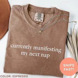 Comfort Colors® Currently Manifesting My Next Nap T-Shirt, Funny Humor Shirt, Professional Napper Shirt, Trendy T-Shirt, Funny Shirt for Women EUI
