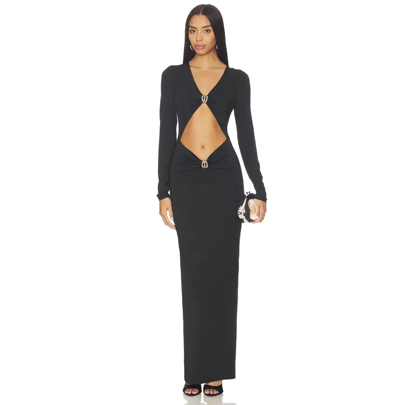 celeste maxi dress in chocolate brown superdown Sheer Knit Cover Up Dress main image 1