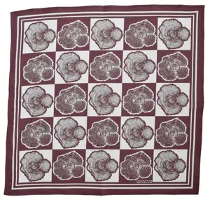 Tree ring bandana - burgundy - 100% cotton - 22" x 22" - woodland print - designed in Maine - screen printed - checkerboard pattern
