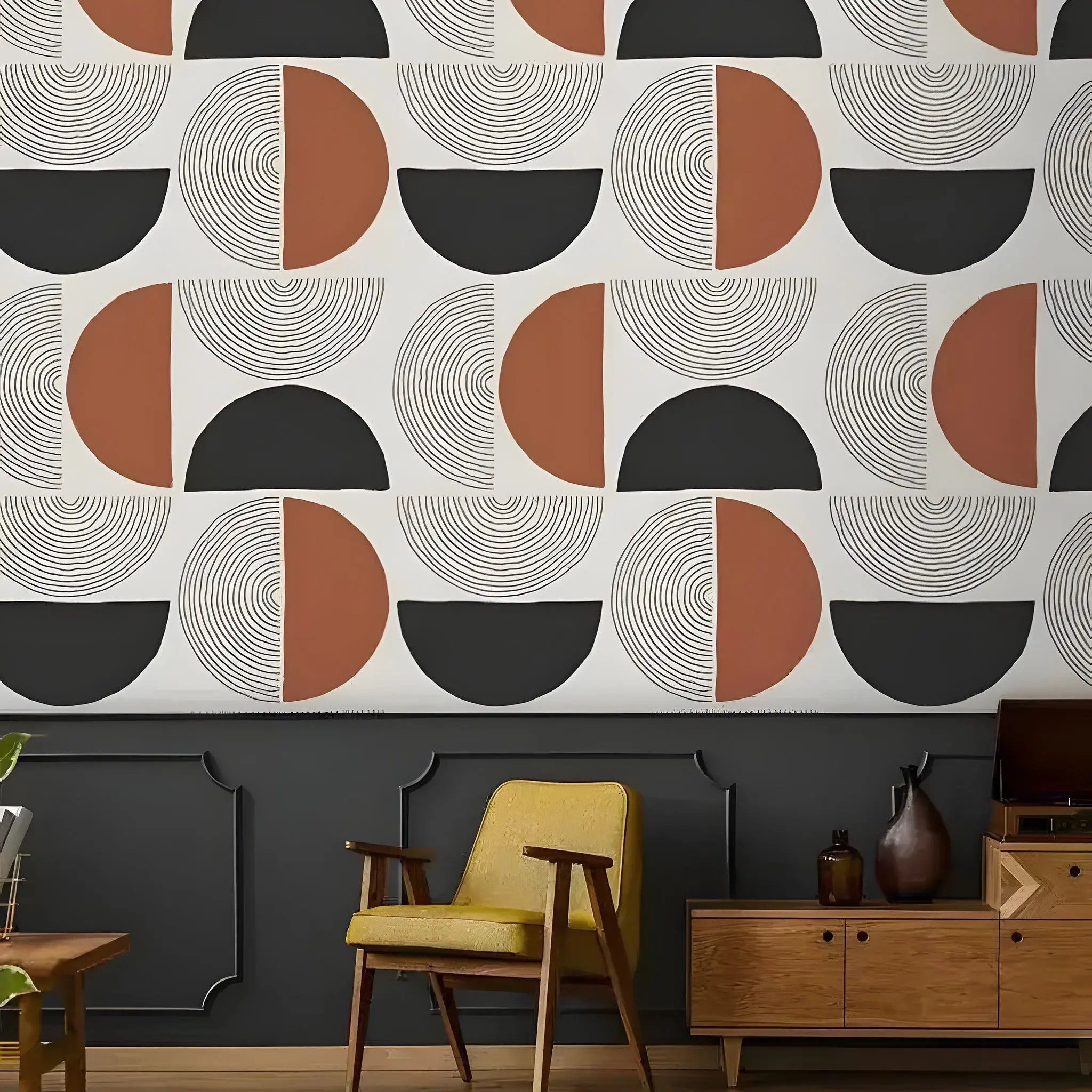 Solid Semi Circle Geometric Wallpaper