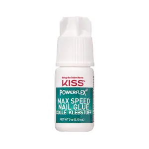 KISS PowerFlex Maximum Speed Nail Glue for Press On Nails, Super Strength Flex Formula Nail Adhesive, Includes One Bottle 3g (0.10 oz.) with Twist-Off Cap & Nozzle Tip Squeeze Applicator Gel Manicure Nail Art