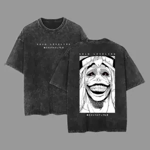 Statue Of God Solo Leveling Anime Double Printed  Washed T-Shirt Unisex Mineral Anime Manga Washed Heavy Cotton T-shirt, Gift For Anime Fan, Anime Lover Vintage graphic tee