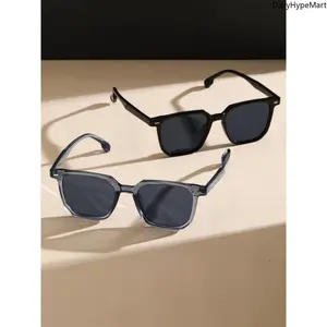 Unisex 2-Pcs Minimalist Plastic Frame Stylish Sunglasses, All-Match Casual Outdoor Glasses, Men's Accessories Eyewear for Women