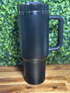 Black 40 oz Matte Black Plated Stainless Steel Tumbler
