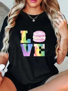 100% Cotton Love Macarons Cute Macaron T-Shirt