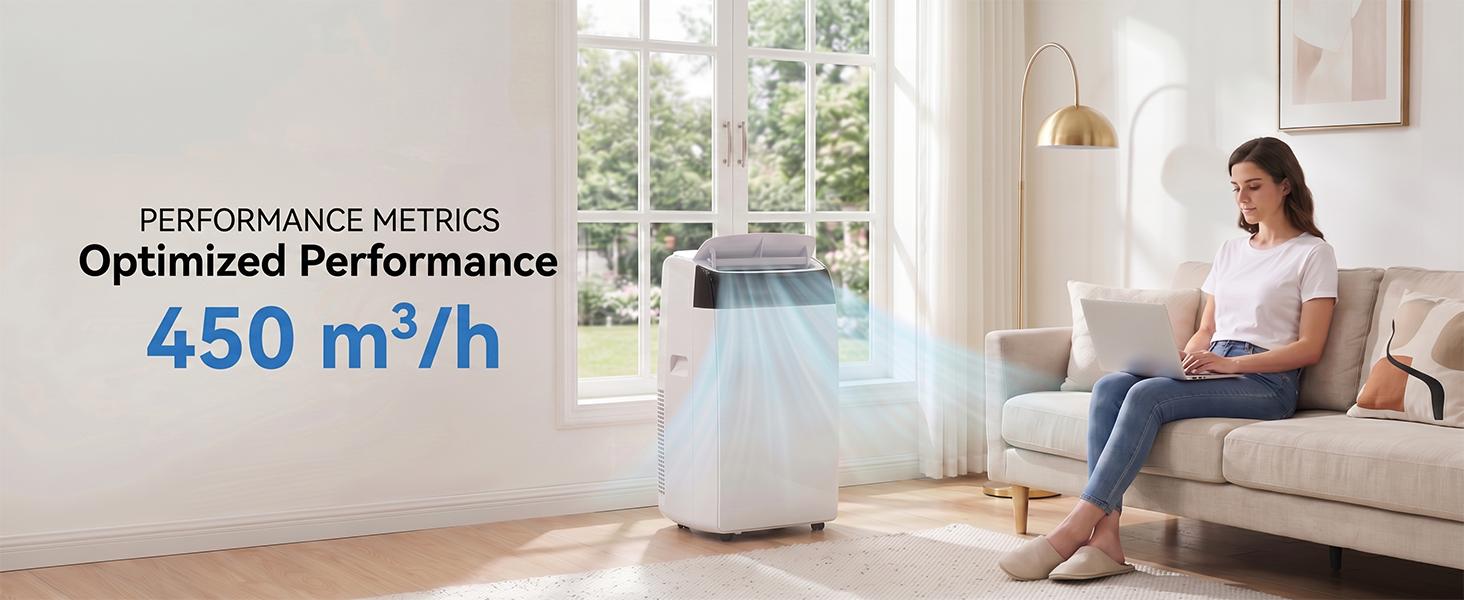 8000/14000 BTU Portable Air Conditioner - 3-in-1 Cooling, Dehumidify, Fan - 350 sq ft/750 Sq Ft Cooling Coverage, Quiet, Long-Term Durability for Bedroom, Office,dorm essentials,home essentials