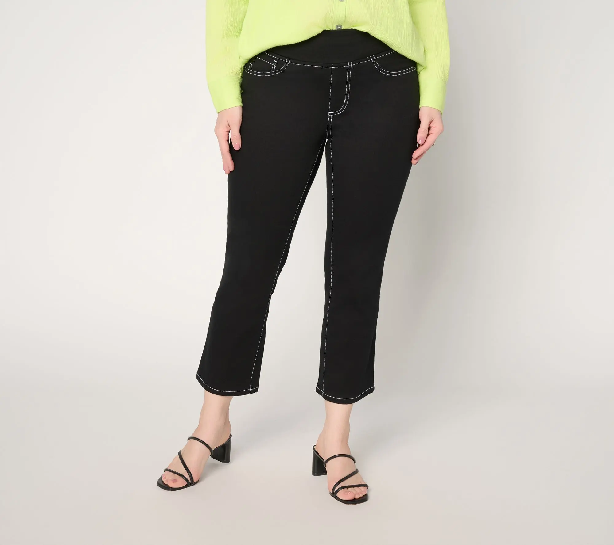 Belle by Kim Gravel Petite TripleLuxe Twill Topstitch Cropped Jean