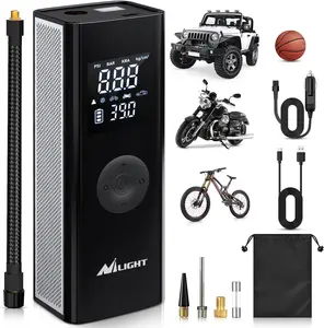 Nilight Tire Inflator Tool, 150 PSI Quick Fill Cordless Air Compressor - Battery-Powered Rechargeable, 12VDC, Digital Gauge, 2X Faster Inflation for Car, Motorcycle