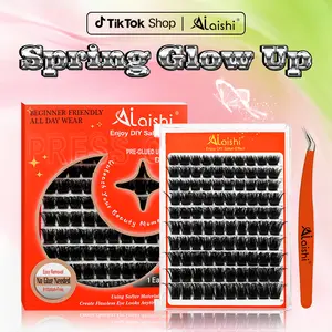 Ailaishi 50D/80D/150D/200D Self-Adhesive Cluster Lashes 100/130/200 Clusters-NoGlue, Individual , Press-On False Eyelashes, Mixed Lengths, DlY Eyelash Extensions with Tweezers, Beginner-Friendly Easy Application, WeeklyDeals