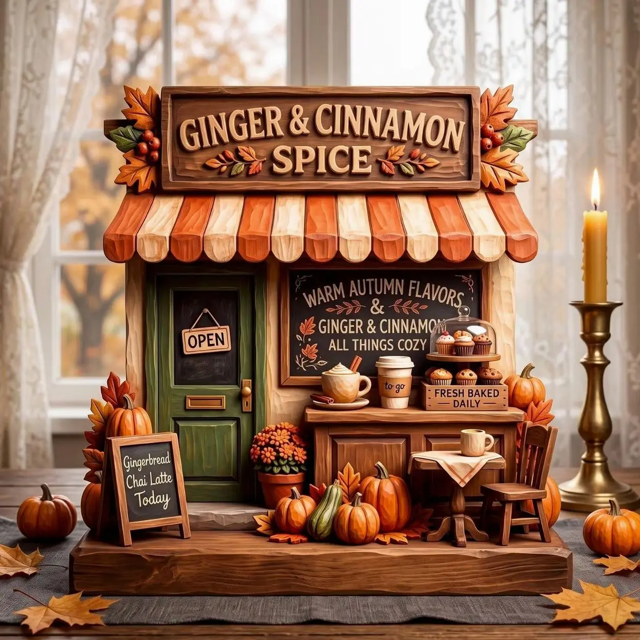 Personalized Autumn Bakery 2D FLAT Wooden Block, Custom Spice Shop Sign, Fall Harvest Decor, Farmhouse Shelf Sitter, Thanksgiving Gift