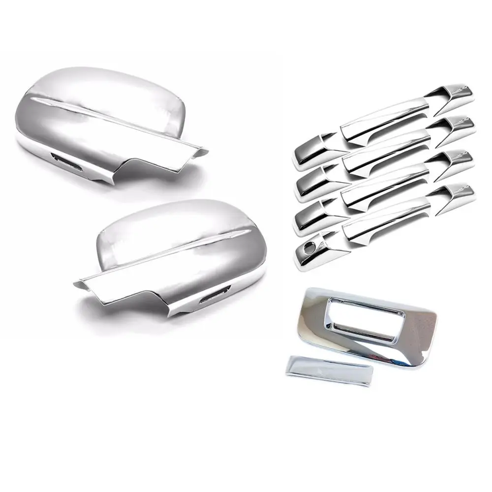 Chrome Plated Full Combo Trim Kit - Chevy Truck Accessories for 2007-2013 Silverado 1500/Sierra 1500/2500HD/3500HD, Overlay Fit Mirror+Handle+Tailgate Cover, Vehicle Upgrade Exterior Trim Accessory