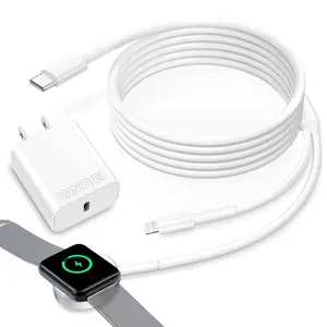 for Apple Watch Charger, 2 in 1 for iPhone Watch Charger Cable with USB C Charger Block Wall, for iPhone and i·Watch Wireless Charger Compatible with Apple Watch Charger/Phone 14 13 12/Pad