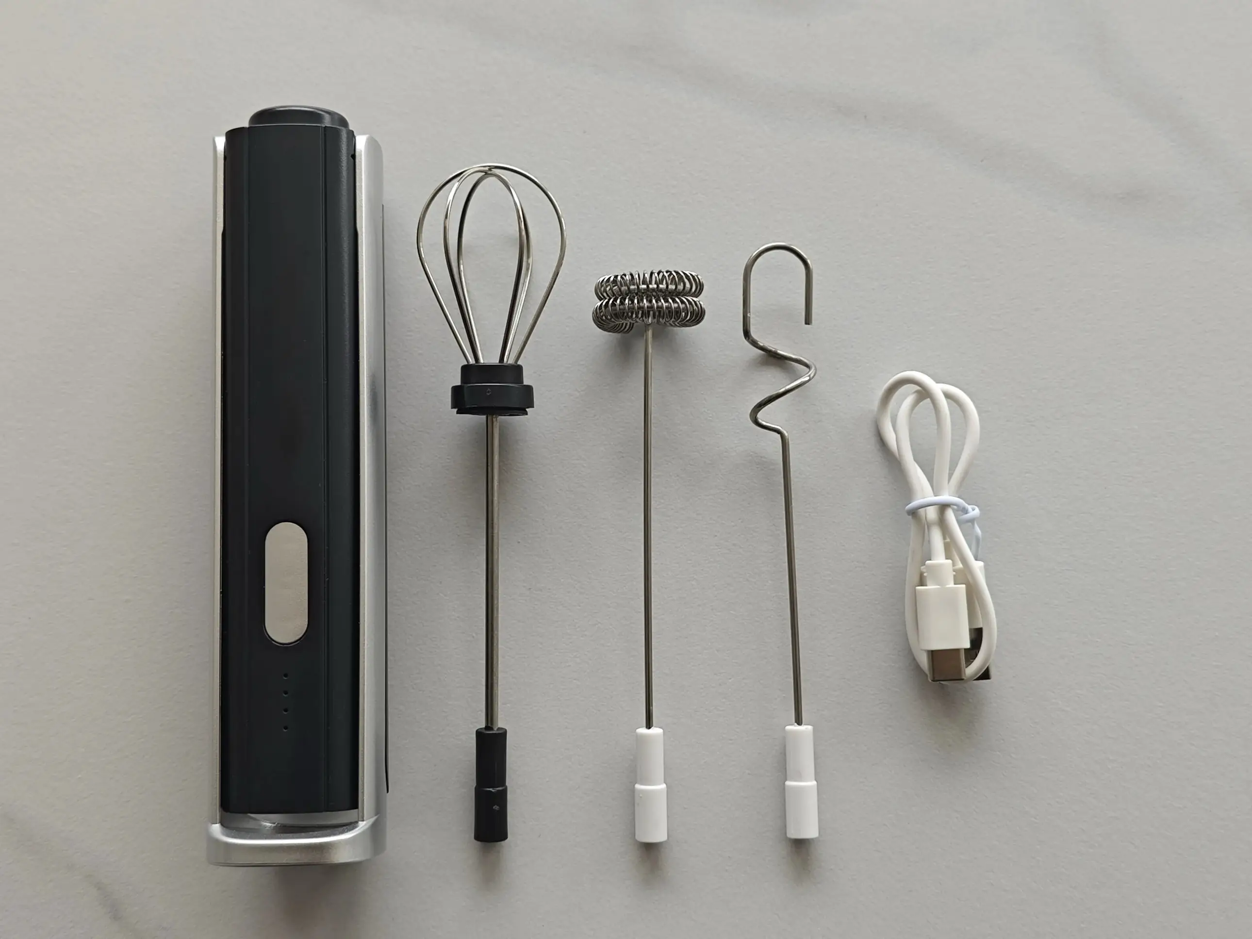 Milk Frother , Rechargeable, 3 speeds , 3-in-1, USB C Charging , Built in Stand , Perfect For Coffee , Protein Shakes , eggs and etc .