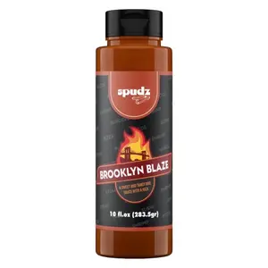 SpudzNY Brooklyn Blaze BBQ Sauce - US Refrigerated Ketchup-Based Sauce with Pineapple Juice, Unique Sweet Heat Flavor, Versatile Dip for Grilled Foods, Snacks