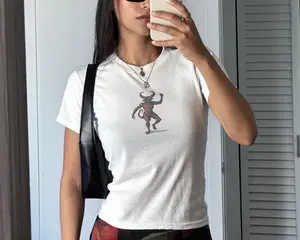 Dancing Devil Cotton Baby Tee Cotton, y2k baby tee, gift for girlfriend