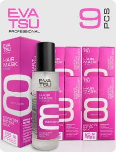 9 PCS 8 Second Keratin Biotin Silk Hydrating Hair Mask Spray Anti-Frizz Keratin Treatment for Dry, Damaged, Color-Treated Hair, Silky Smooth Glossy Finish Haircare Repair Hydrate Moisturizing 6.75 oz