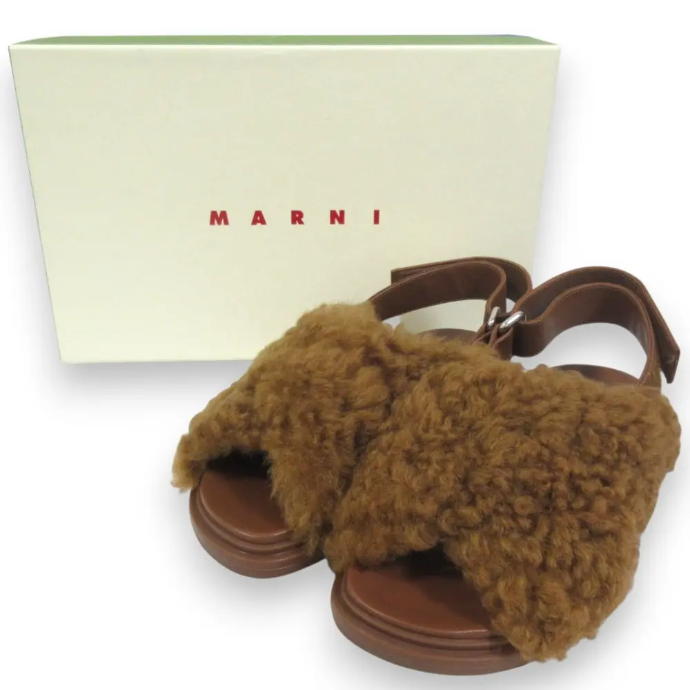 Pre-owned MARNI Others Small Leather Goods FB Crisscross Strap Fur Fussbett Sandals