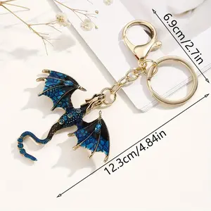 Cool Dragon Rhinestone Keychain - 1pc High Fantasy Animal Alloy Key Chain Ring Bag Backpack Charm Car Key Pendant Gift