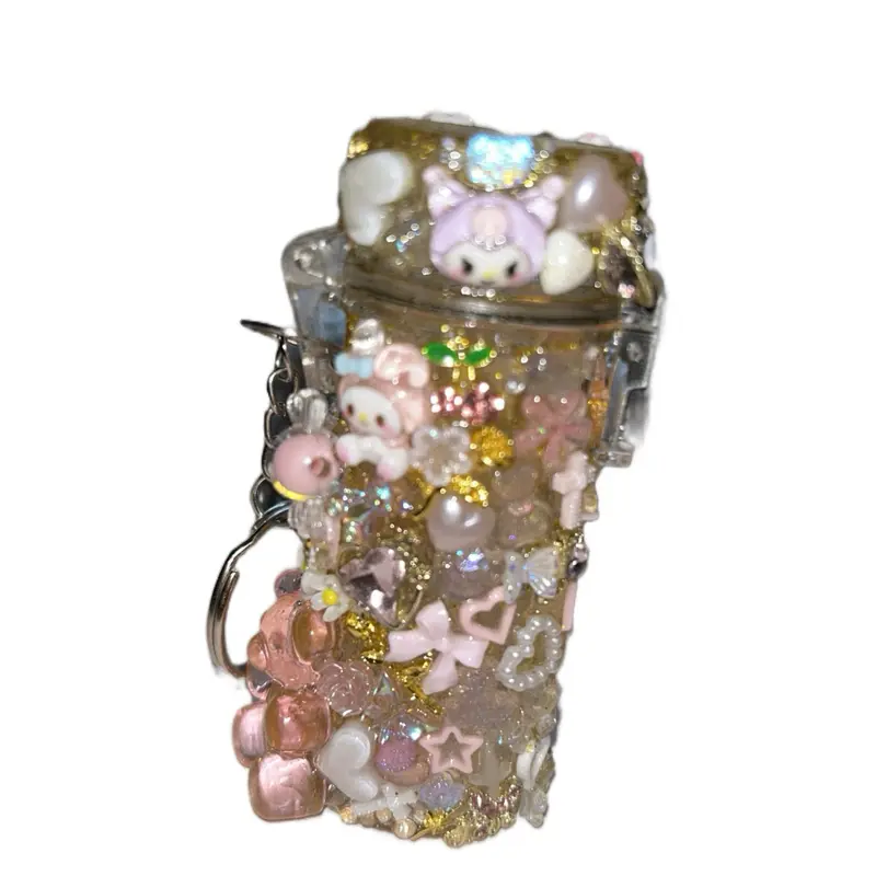 Custom Junk Lighter Case Without Lighter Decorated with Adorable Charms and Sparkling Accents