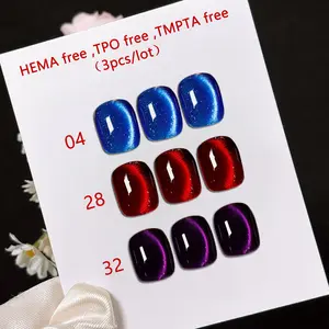 NO.04 , 28 .32  Cat Eye Nail Gel Polish 3 Colors/Set 10ml  Cat Eye Nail Polish UV LED Soak Off Nail Gel Salon Nail Gel DIY At Home Manicure  Hema Free TPO Free